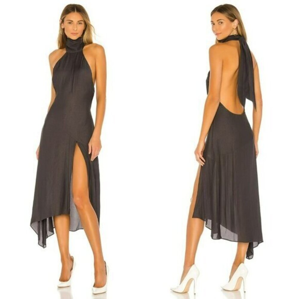 L'Academie The Vanessa Midi Dress - Dark Gray